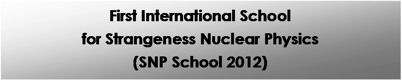 eLXg {bNX: First International School
for Strangeness Nuclear Physics
(SNP School 2012)
