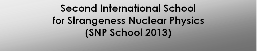 Second International School
for Strangeness Nuclear Physics
(SNP School 2013)
